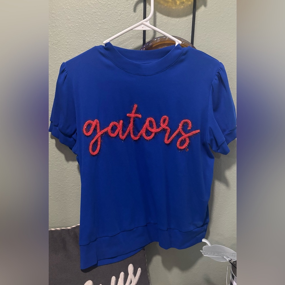 Gators Script Blue Short Sleeve Blouse